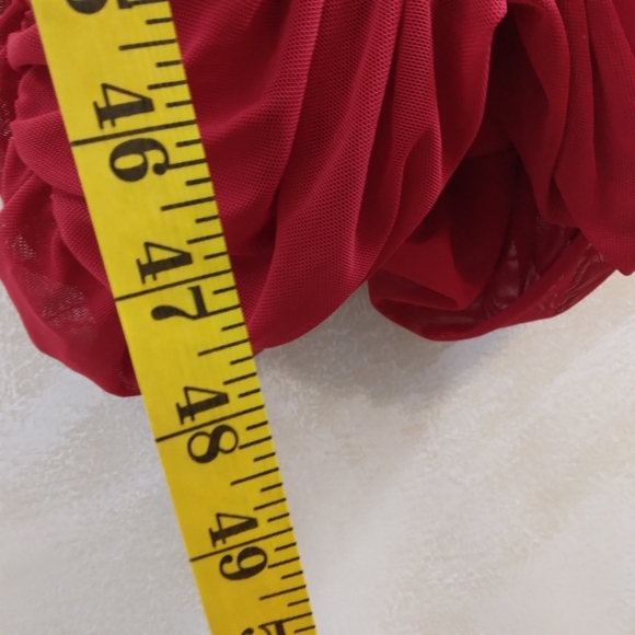 Size L Fashion Nova Red Ruched Spaghetti Strap Dress V Neck Hidden Back Zipper - Picture 8 of 9